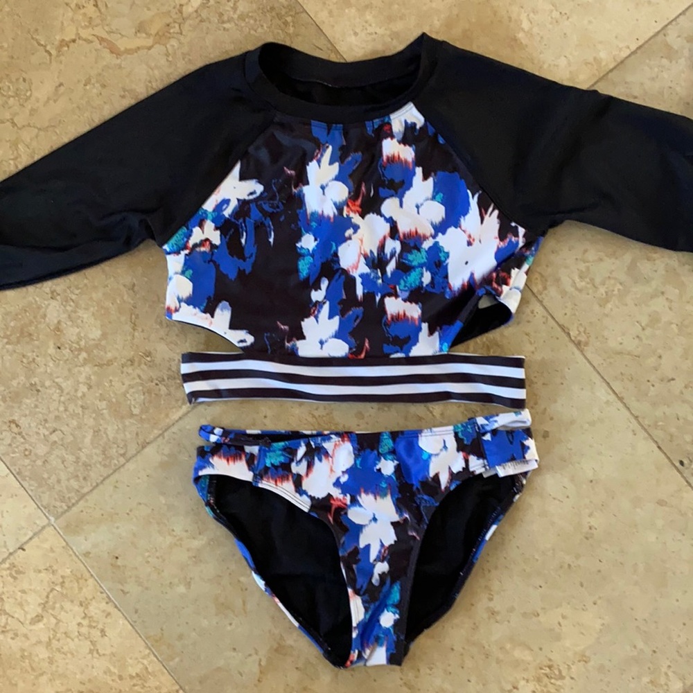 Zella Girl long sleeve bathing suit